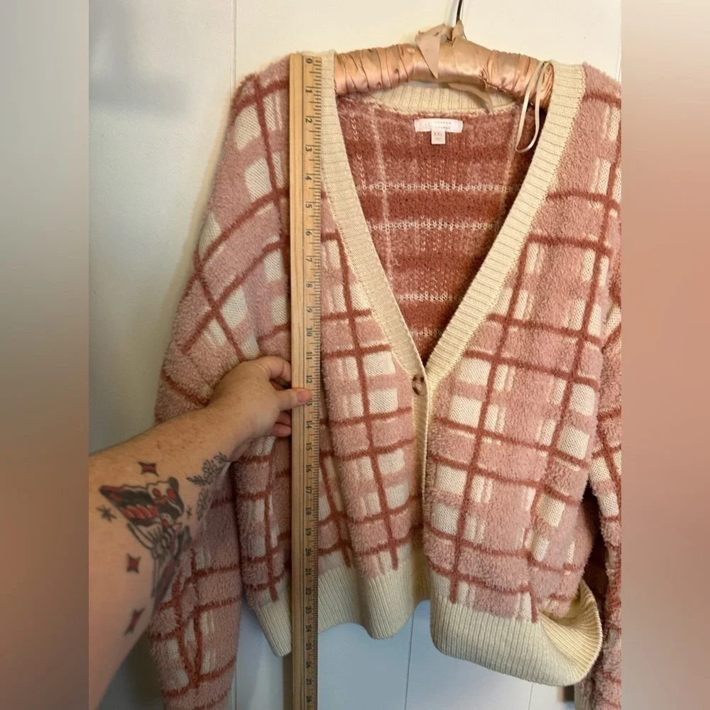 Lauren Conrad Pink Plaid Cardigan Women’s Size XXL